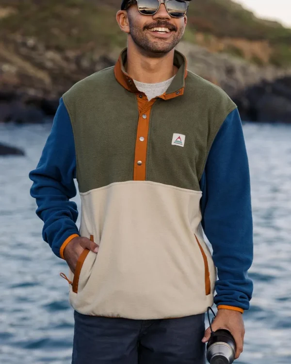 Cheap Passenger Adrift Recycled Polar Fleece Khaki/Oatmeal