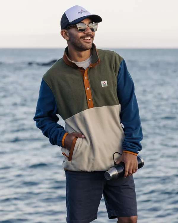 Cheap Passenger Adrift Recycled Polar Fleece Khaki/Oatmeal