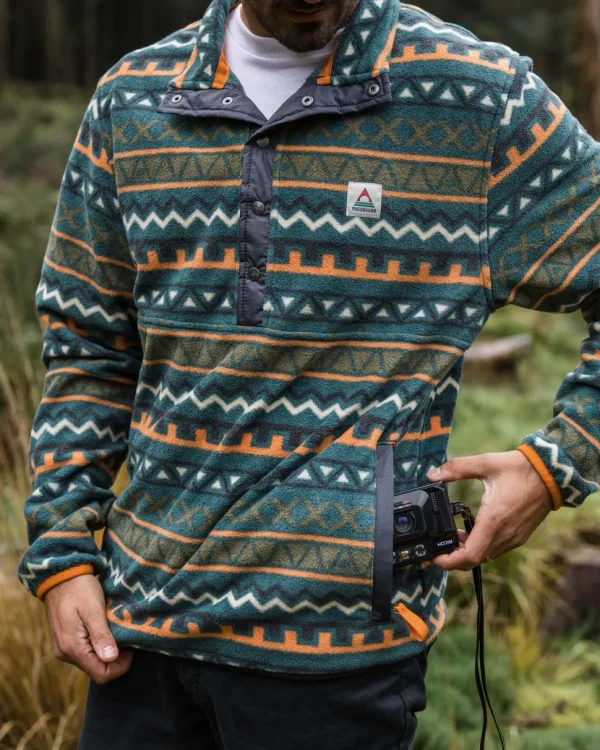 Best Floris van Bommel Adrift Recycled Polar Fleece Retro Geo Mediterranean