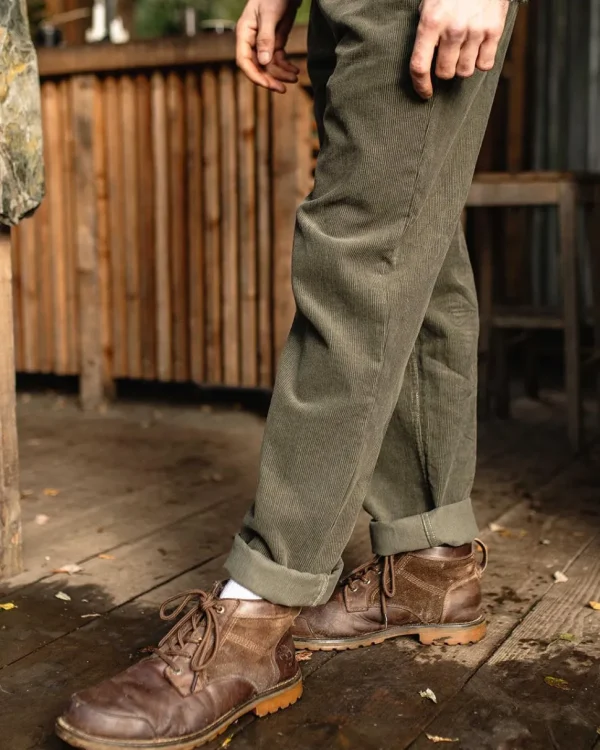 Shop Floris van Bommel Adventurer Cord Pants Dusty Olive