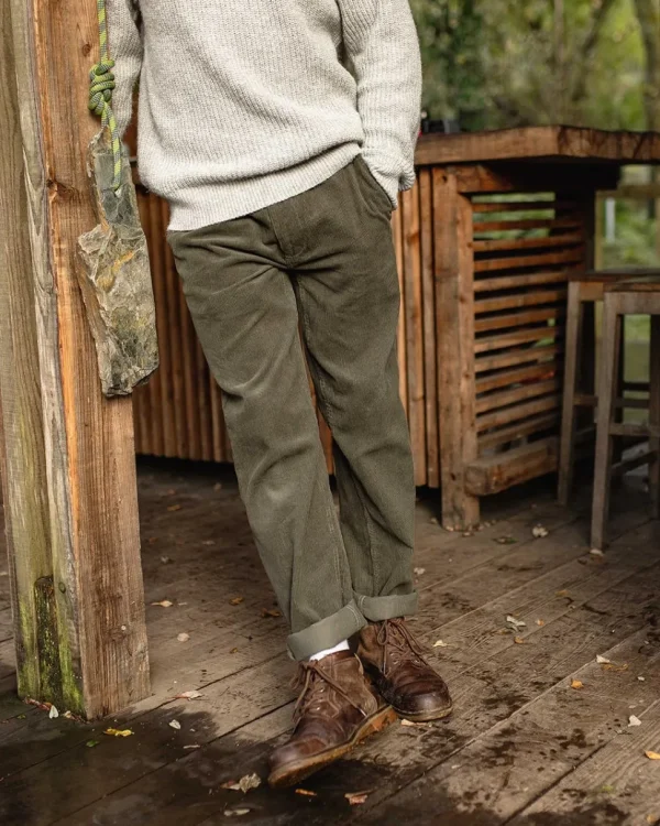 Shop Floris van Bommel Adventurer Cord Pants Dusty Olive