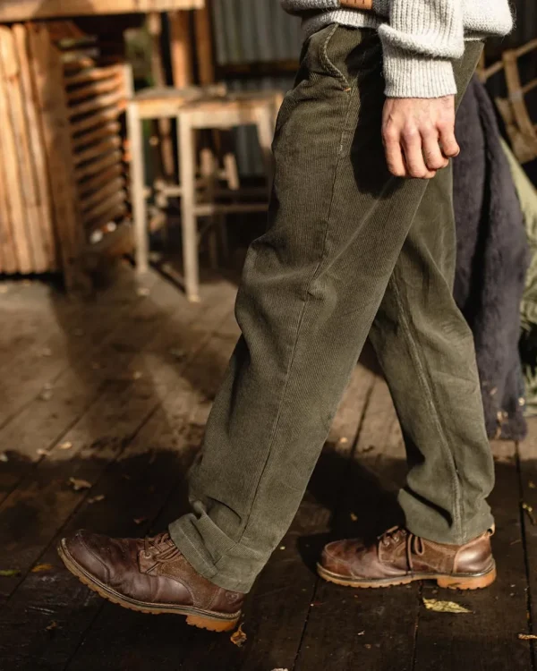 Shop Floris van Bommel Adventurer Cord Pants Dusty Olive