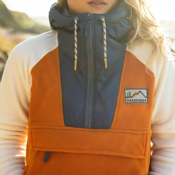Discount Passenger Alexander Recycled Polar Hooded Fleece Sunrise Orange