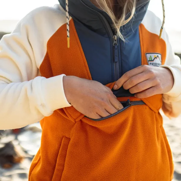 Discount Passenger Alexander Recycled Polar Hooded Fleece Sunrise Orange