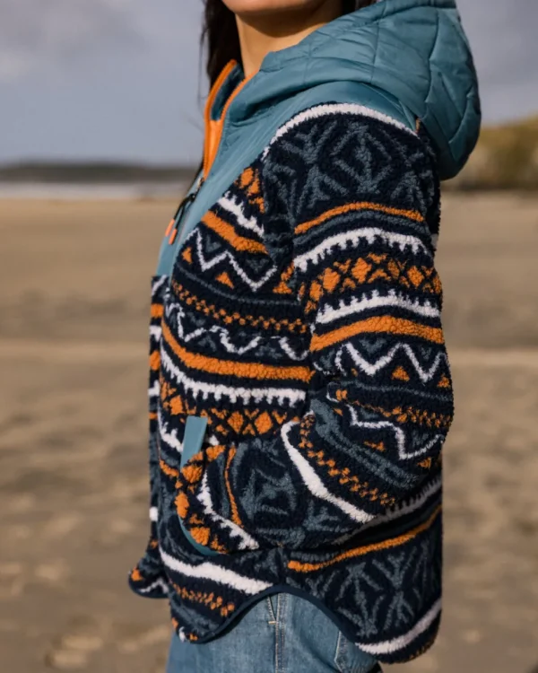 Flash Sale Passenger Beaumont Recycled Sherpa Hooded Fleece Homespun Stripe Navy