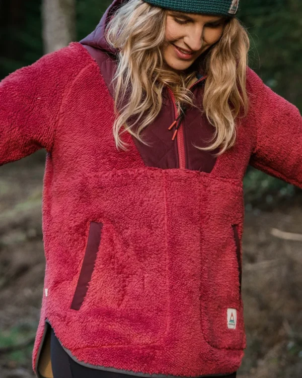 Clearance Passenger Beaumont Recycled Sherpa Hooded Fleece Earth Red