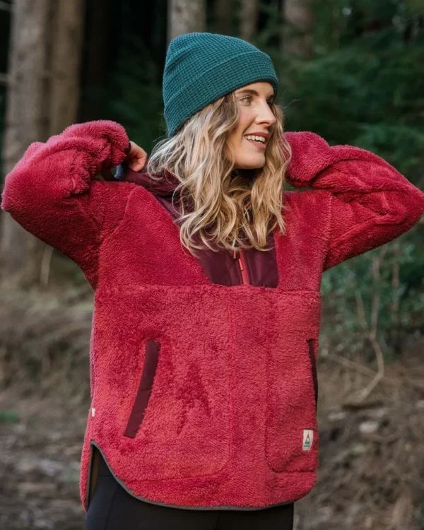 Clearance Passenger Beaumont Recycled Sherpa Hooded Fleece Earth Red