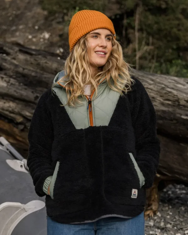 Flash Sale Passenger Beaumont Recycled Sherpa Hooded Fleece Black