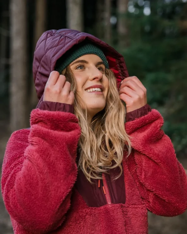 Clearance Passenger Beaumont Recycled Sherpa Hooded Fleece Earth Red
