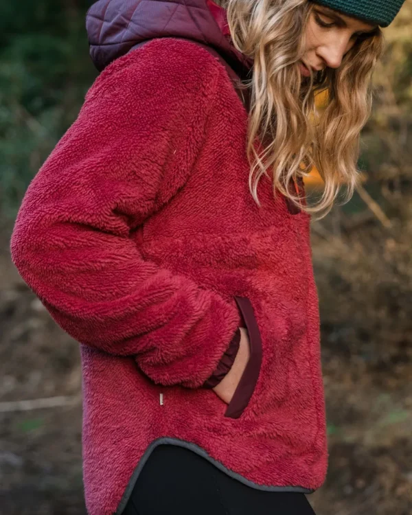 Clearance Passenger Beaumont Recycled Sherpa Hooded Fleece Earth Red