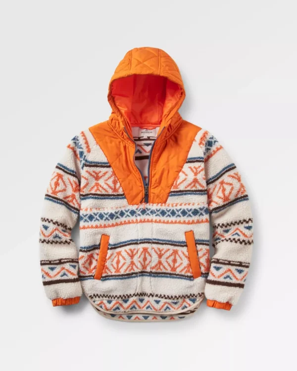 New Passenger Beaumont Recycled Sherpa Hooded Fleece Homespun Stripe Sunrise Orange