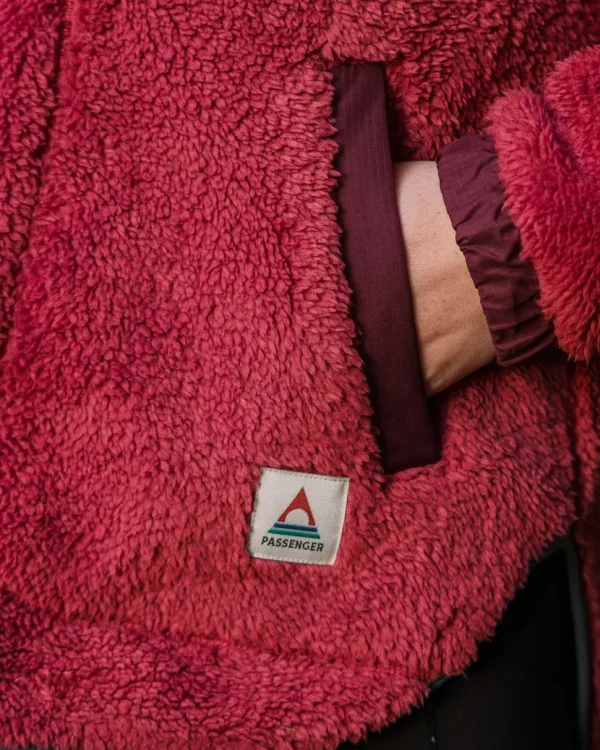 Clearance Passenger Beaumont Recycled Sherpa Hooded Fleece Earth Red