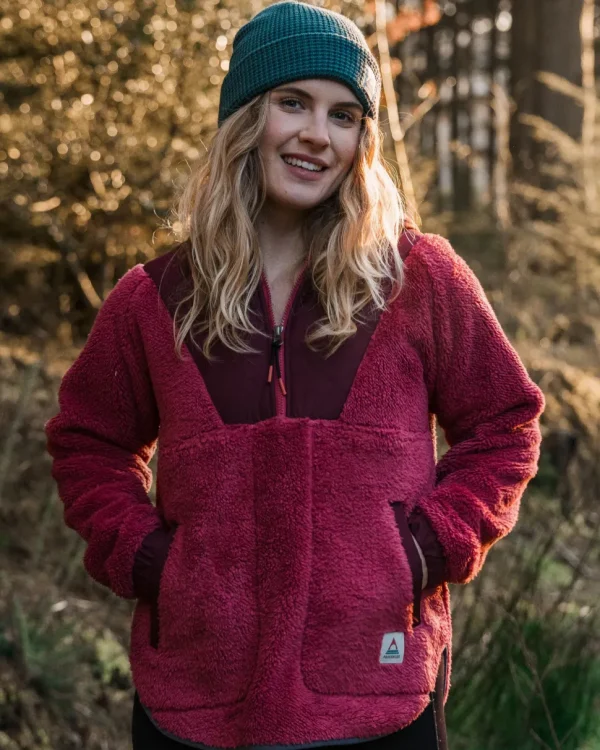 Clearance Passenger Beaumont Recycled Sherpa Hooded Fleece Earth Red