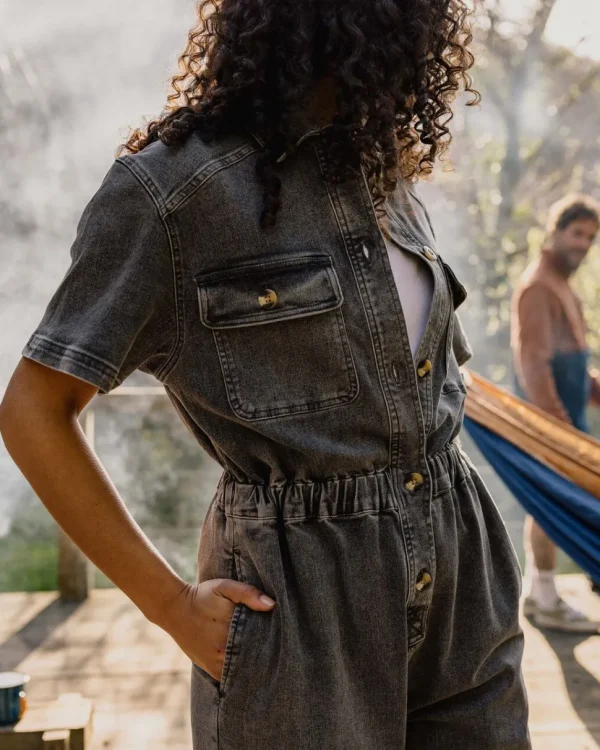 Best Passenger Bluebell Organic Cotton Boiler Suit Washed Black Denim