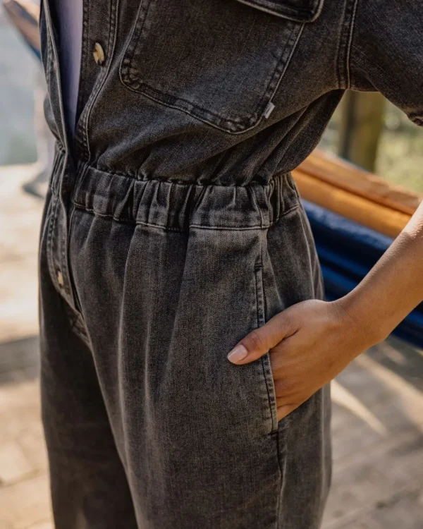 Best Passenger Bluebell Organic Cotton Boiler Suit Washed Black Denim