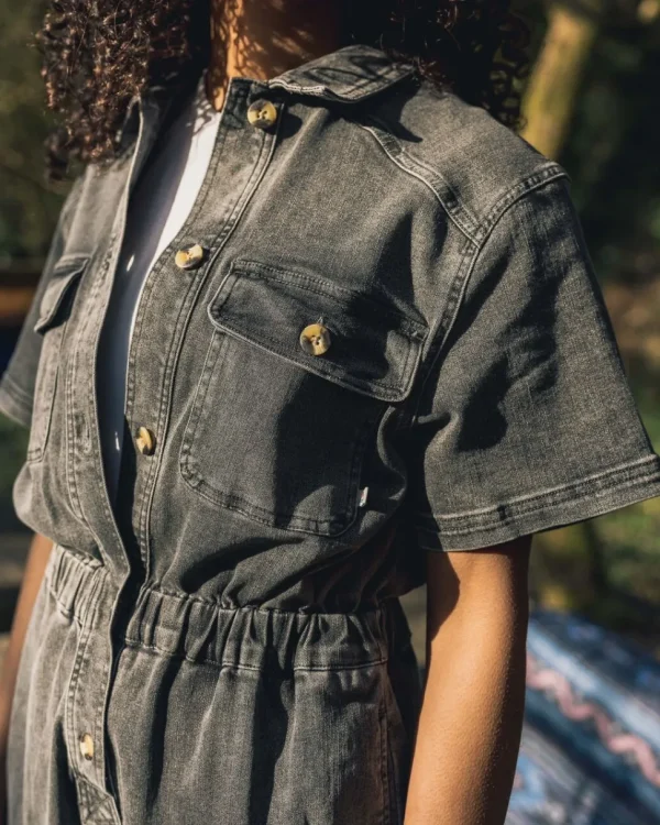 Best Passenger Bluebell Organic Cotton Boiler Suit Washed Black Denim