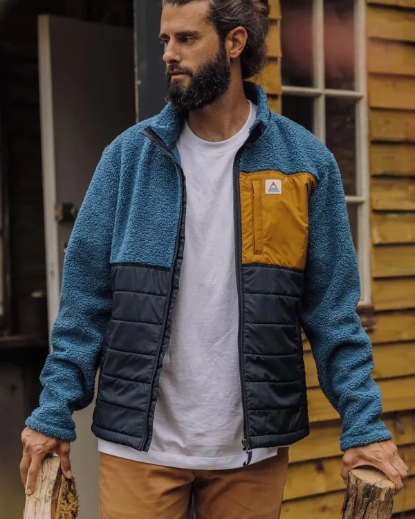 Sale Floris van Bommel Born Explorer Recycled Polar-Lined Sherpa Fleece Blue Steel