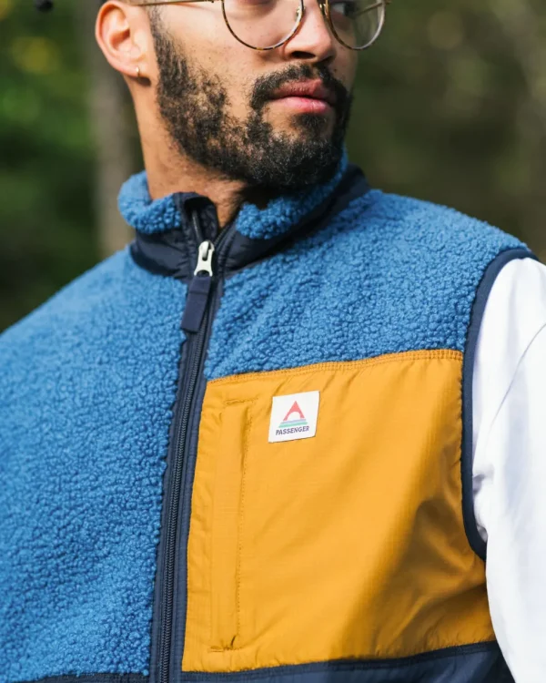 Discount Floris van Bommel Born Explorer Recycled Polar-Lined Sherpa Vest Blue Steel