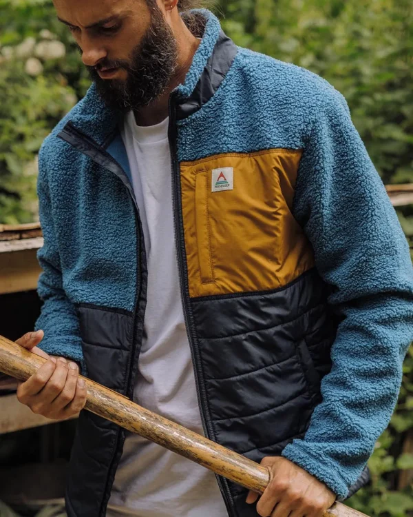 Sale Floris van Bommel Born Explorer Recycled Polar-Lined Sherpa Fleece Blue Steel