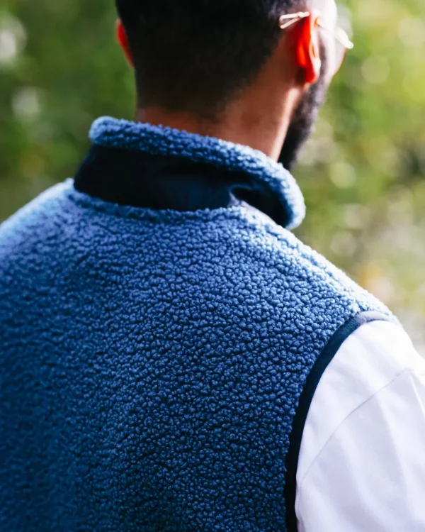 Discount Floris van Bommel Born Explorer Recycled Polar-Lined Sherpa Vest Blue Steel