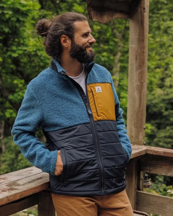Sale Floris van Bommel Born Explorer Recycled Polar-Lined Sherpa Fleece Blue Steel