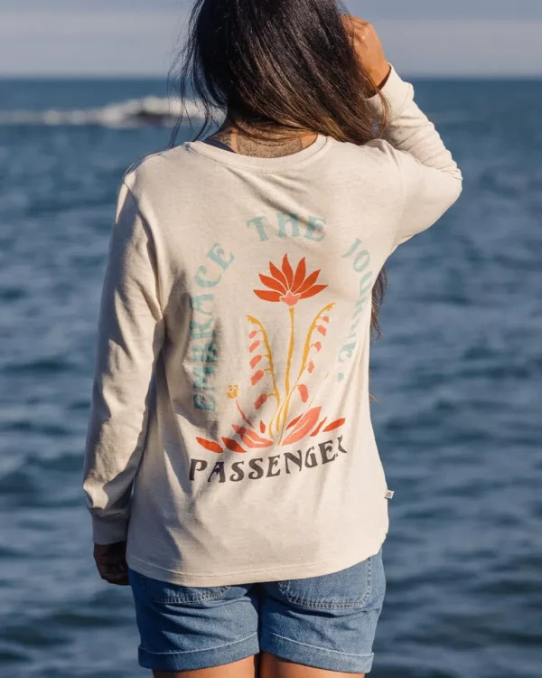 Discount Passenger Bud Recycled Cotton LS T-Shirt Milky Marl