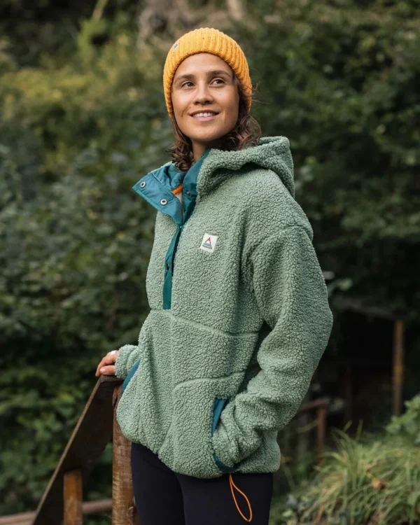 Clearance Passenger Calla Hooded Recycled Polar-Lined Fleece Pistachio