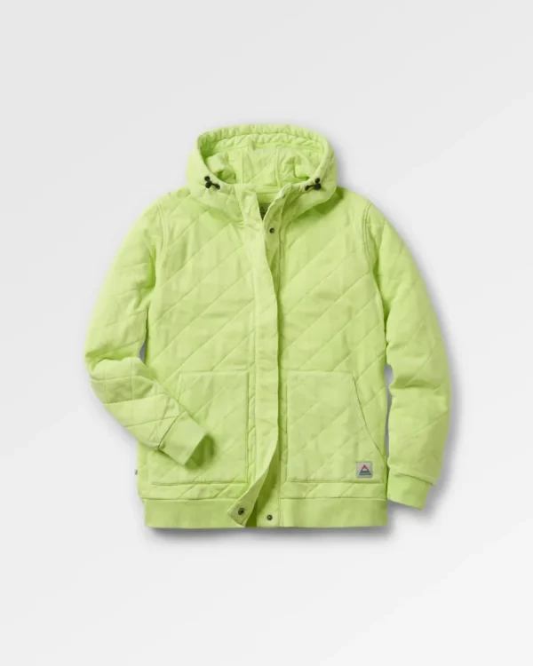 Store Passenger Clementine Recycled Quilted Popper Up Hoodie Lime Juice