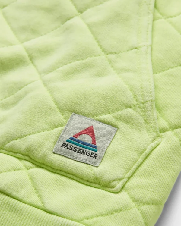 Store Passenger Clementine Recycled Quilted Popper Up Hoodie Lime Juice