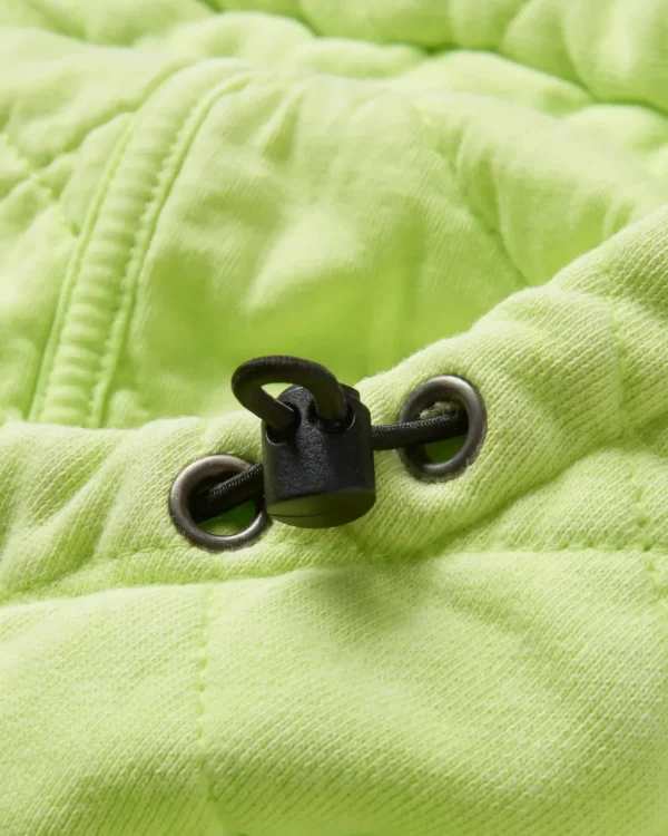 Store Passenger Clementine Recycled Quilted Popper Up Hoodie Lime Juice