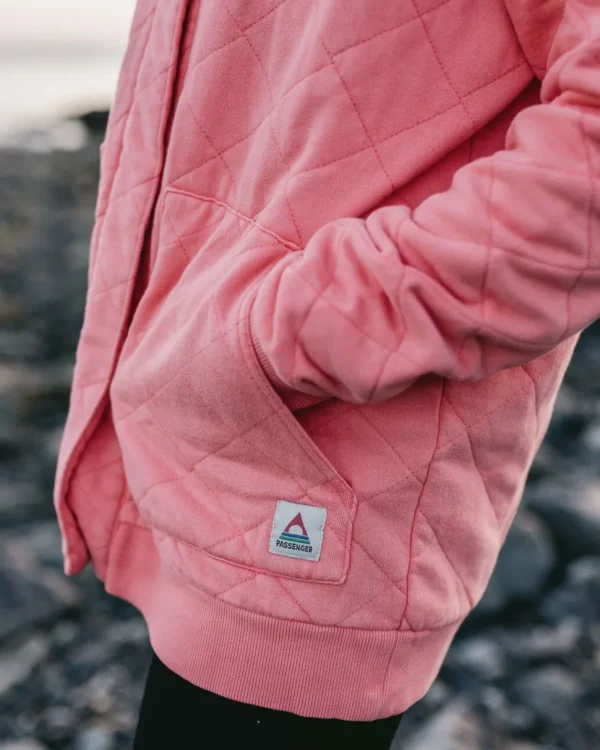 Best Sale Passenger Clementine Recycled Quilted Popper Up Hoodie Shell Pink