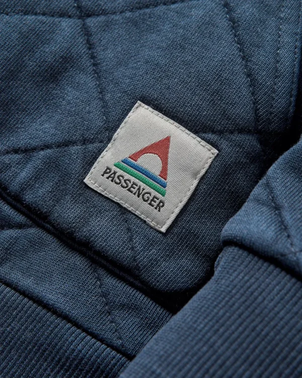 Discount Passenger Clementine Recycled Quilted Popper Up Hoodie Deep Navy