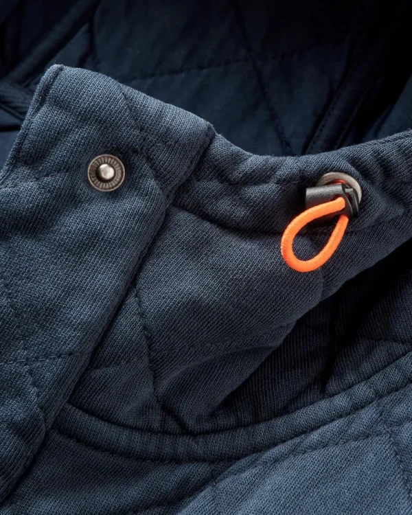 Discount Passenger Clementine Recycled Quilted Popper Up Hoodie Deep Navy