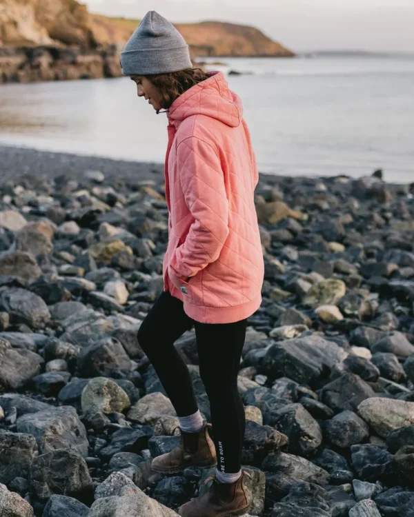 Best Sale Passenger Clementine Recycled Quilted Popper Up Hoodie Shell Pink
