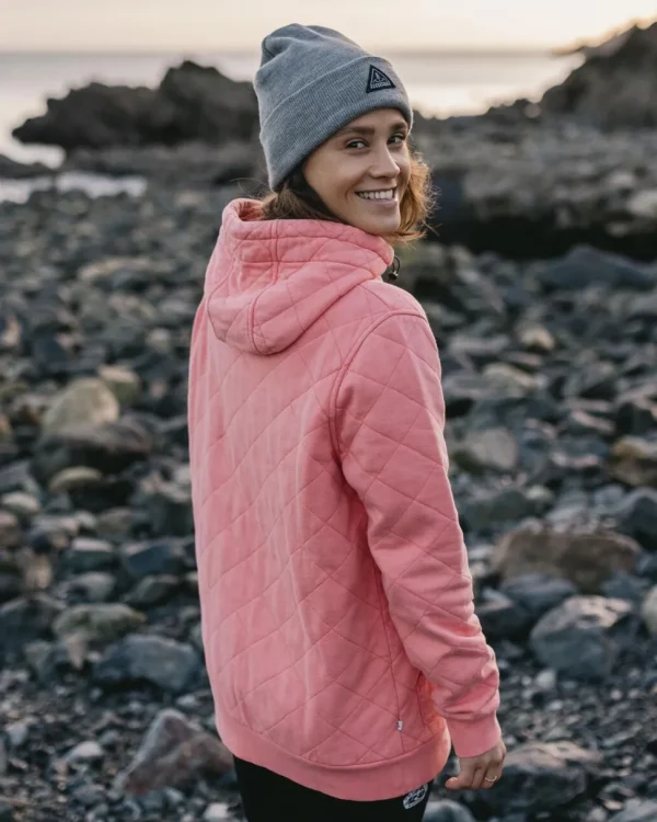 Best Sale Passenger Clementine Recycled Quilted Popper Up Hoodie Shell Pink