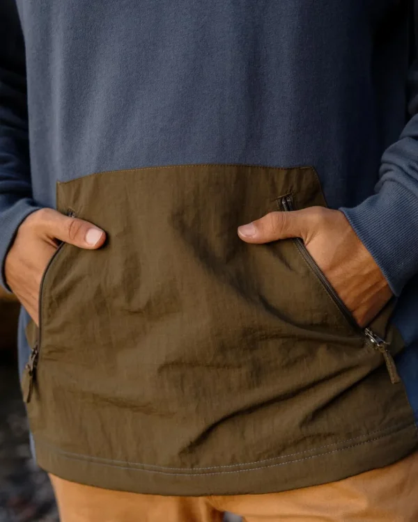 Outlet Passenger Cliff Recycled Cotton Hoodie Dark Denim