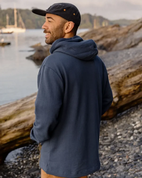Outlet Passenger Cliff Recycled Cotton Hoodie Dark Denim