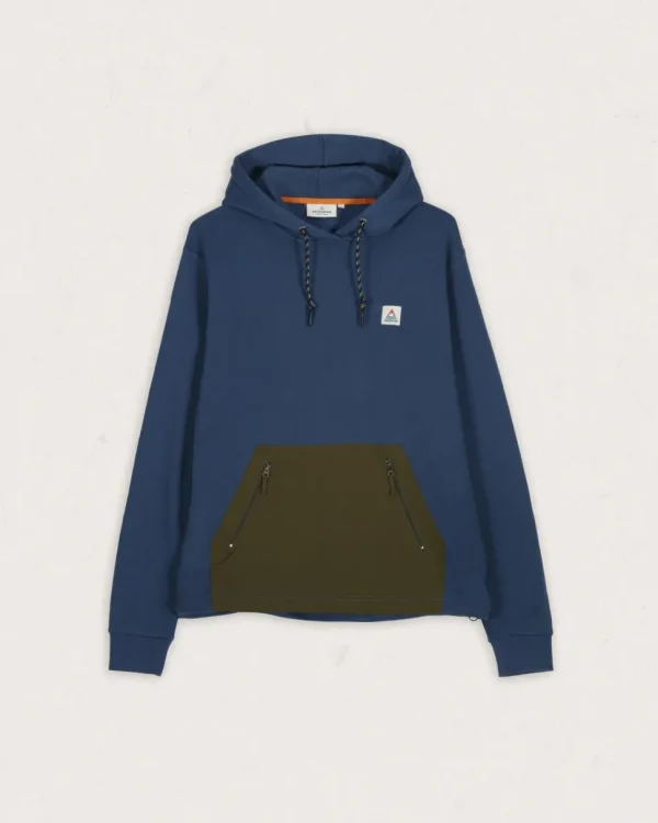 Outlet Passenger Cliff Recycled Cotton Hoodie Dark Denim