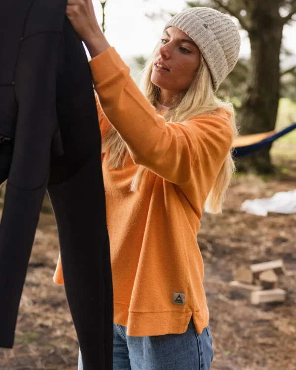 Outlet Passenger Clove Organic Cotton Textured Hoodie Apricot