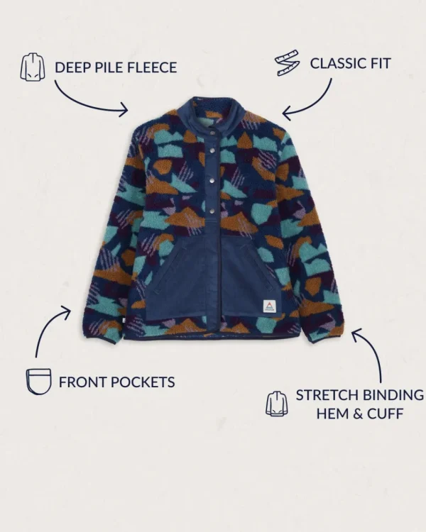 Store Passenger Clover Recycled Deep-Pile Sherpa Fleece Deep Blue Camo Pattern