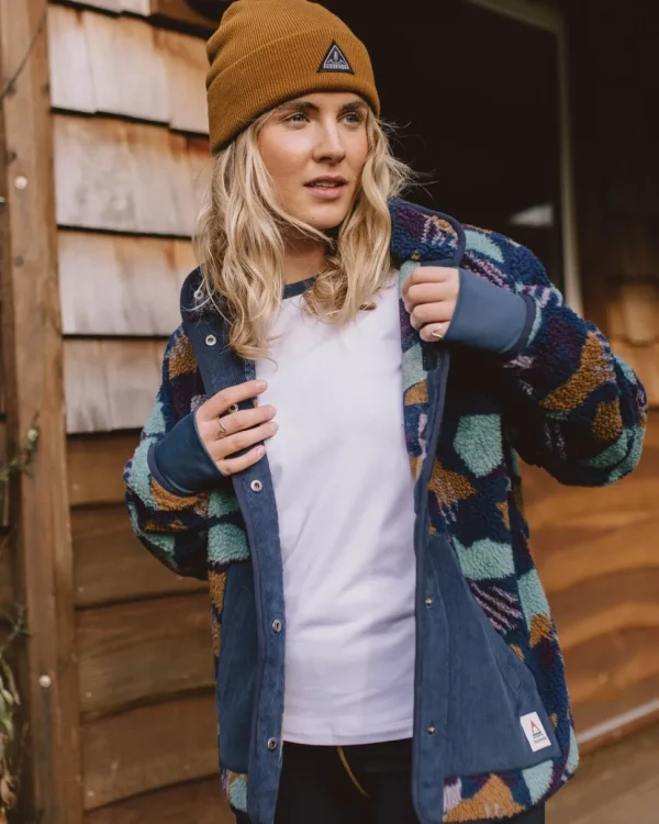 Store Passenger Clover Recycled Deep-Pile Sherpa Fleece Deep Blue Camo Pattern