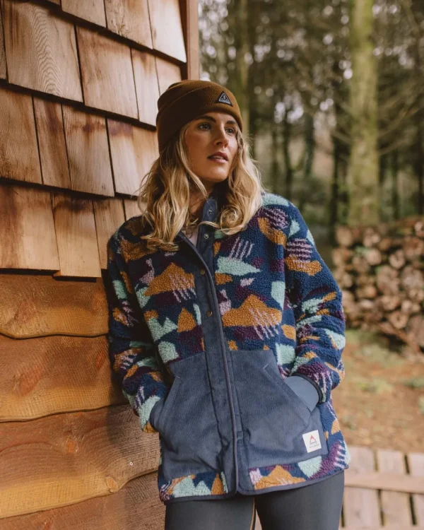 Store Passenger Clover Recycled Deep-Pile Sherpa Fleece Deep Blue Camo Pattern