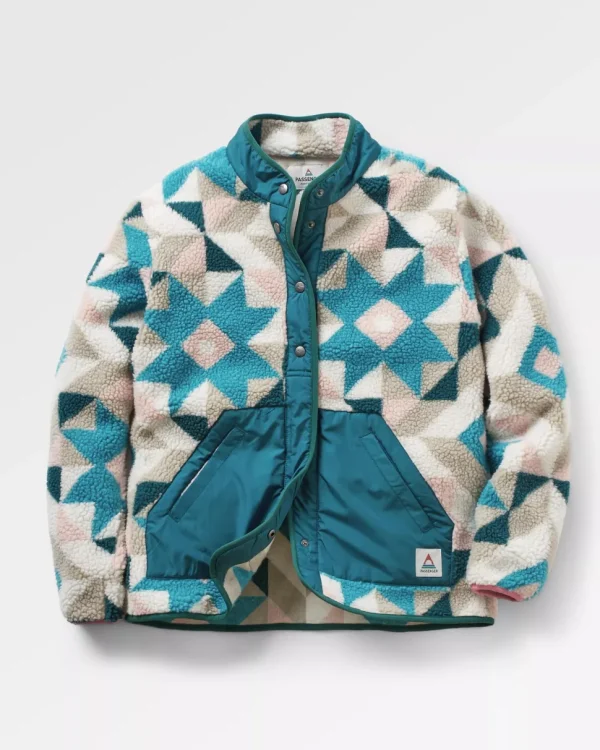 Shop Passenger Clover Recycled Deep-Pile Sherpa Fleece Homespun Blue Sea