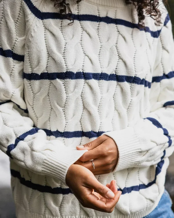 Best Passenger Comfort Organic Knitted Jumper Off White Stripe