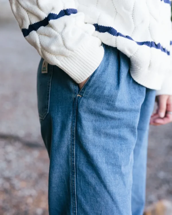 Cheap Passenger Compass Elasticated Waist Pants Washed Denim