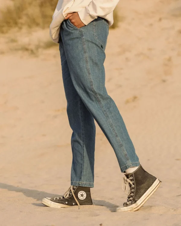 Cheap Passenger Compass Elasticated Waist Pants Washed Denim