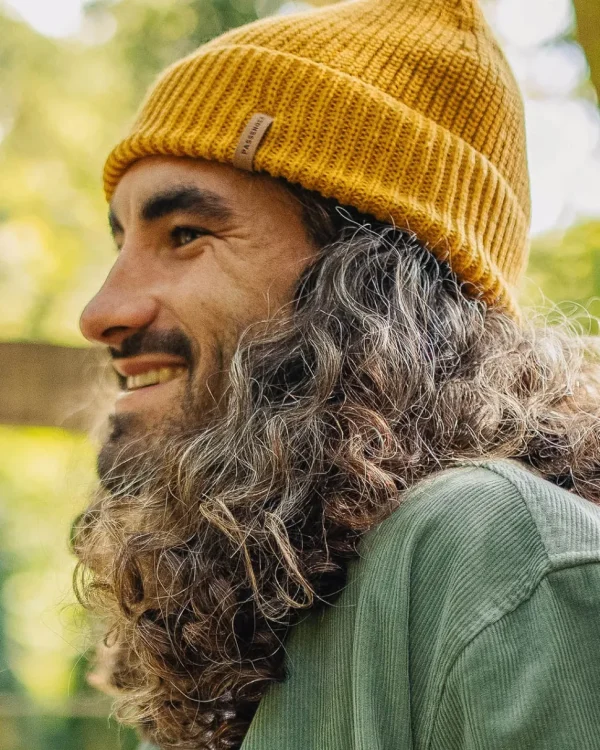 Sale Floris van Bommel Compass Recycled Acrylic Beanie Mustard Yellow
