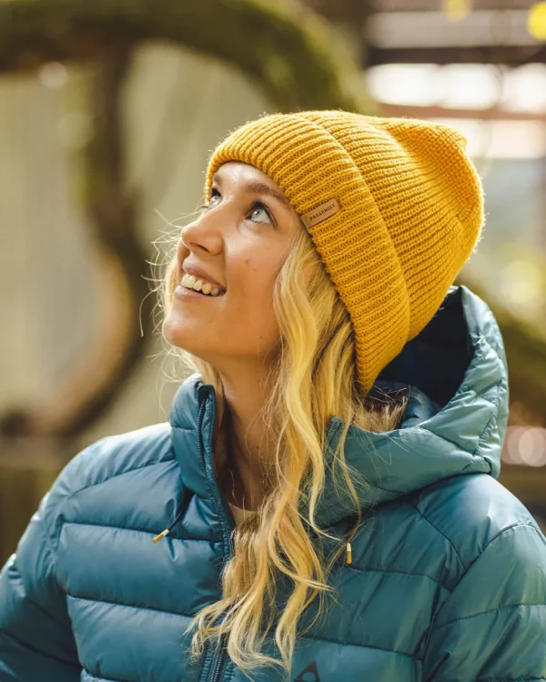 Sale Floris van Bommel Compass Recycled Acrylic Beanie Mustard Yellow