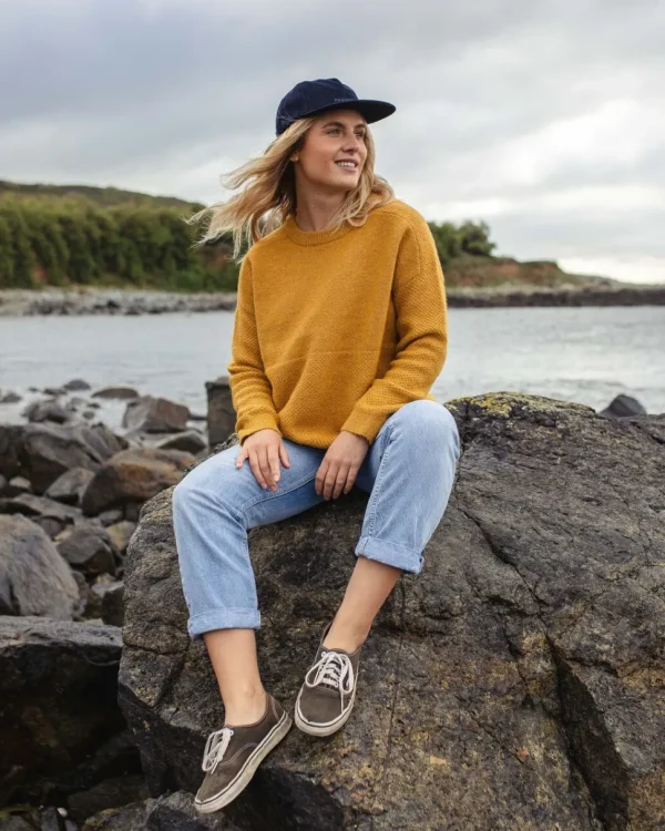 Sale Passenger Cove Recycled Knitted Jumper Amber Gold