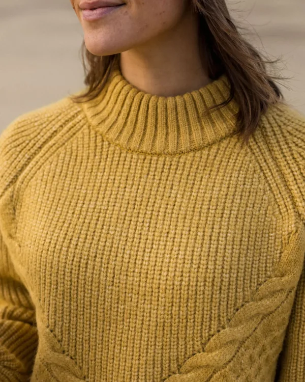 Hot Passenger Cozy Cable Recycled Knitted Jumper Mustard Gold